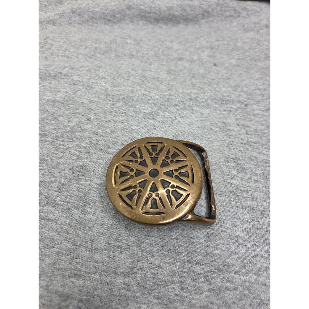 Rare Vintage 1974 Tech Ether Guild Wheel of Law Solid Brass Belt Buckle